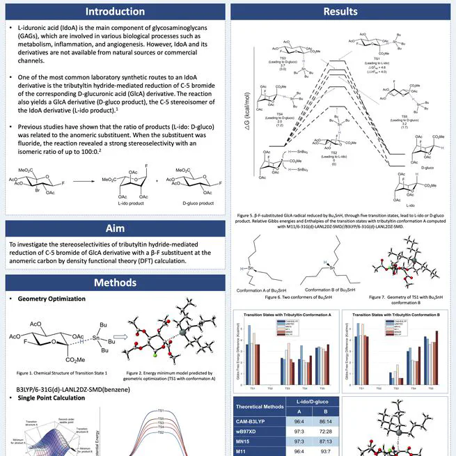 由三丁基锡氢化物介导的5-C-溴-D-葡萄糖醛酸 β-氟化物立体选择性还原反应——密度泛函理论研究